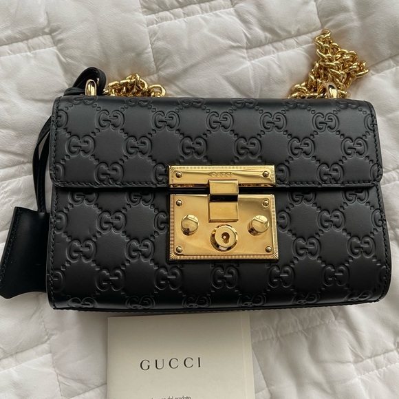 Gucci Padlock Chain Shoulder Bag Black - Picture 1 of 9